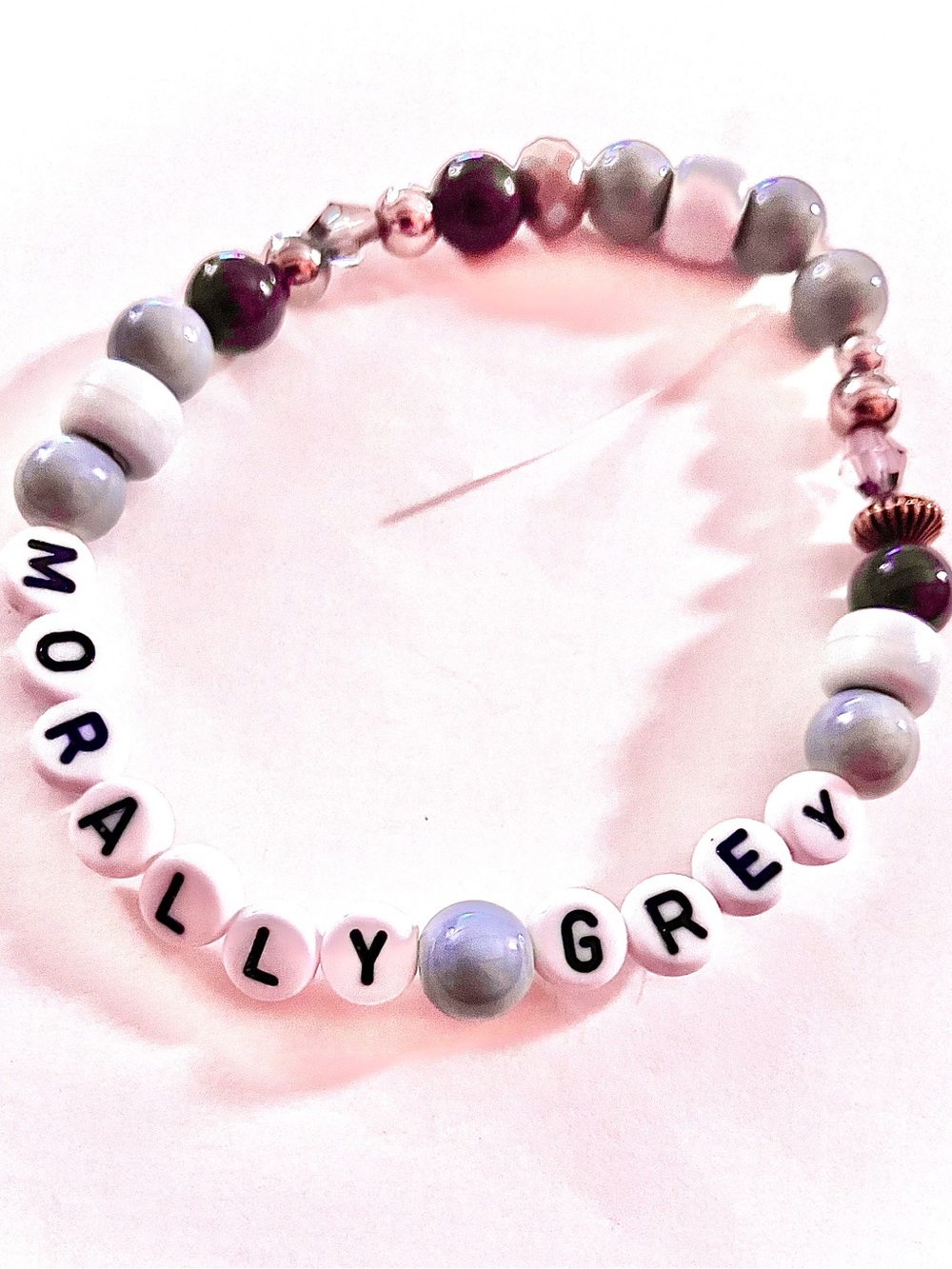 BUY1GET1FREE MORALLY GREY Letter romance reader inspired Beaded Bracelet